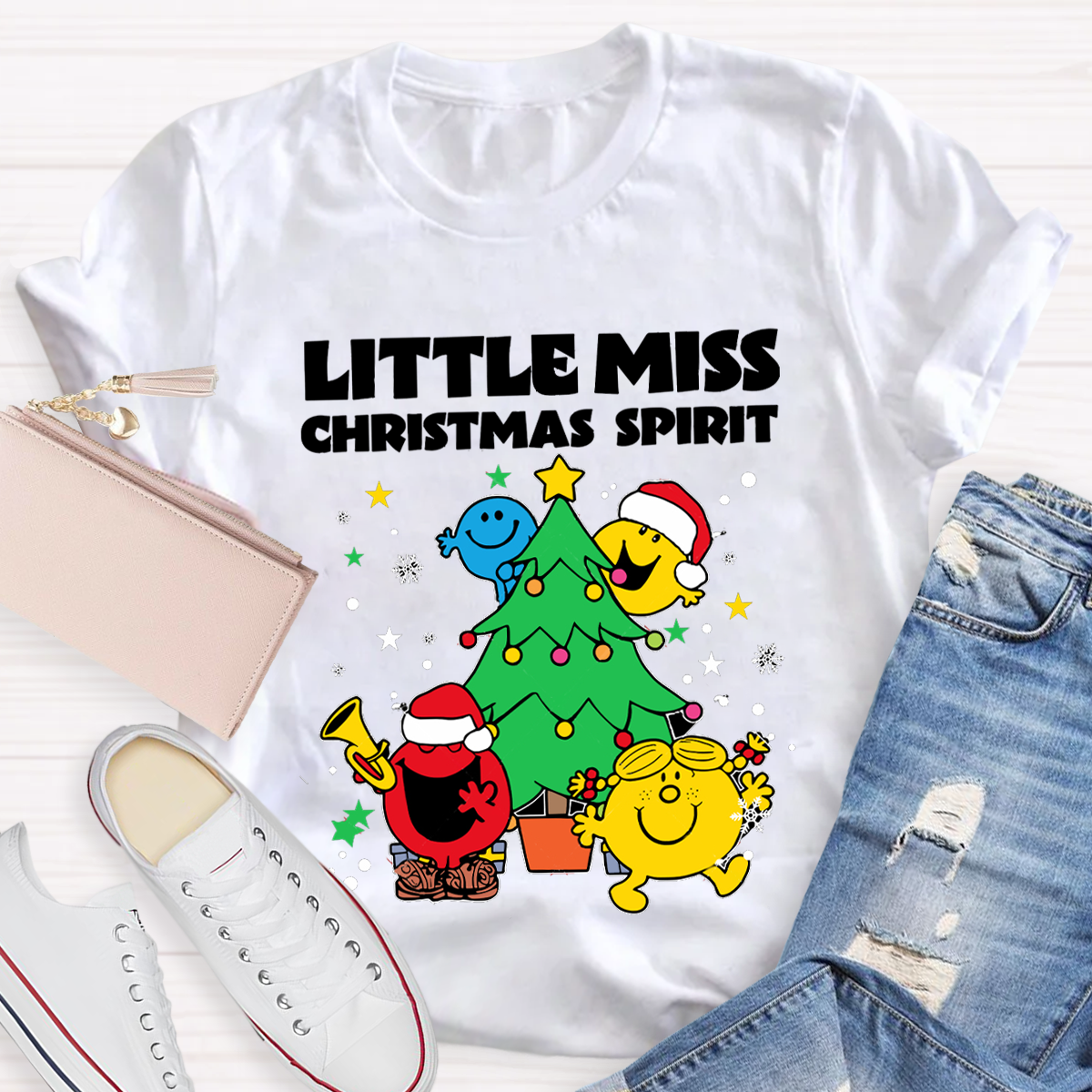 Little Miss Christmas Spirit Teacher T-Shirt