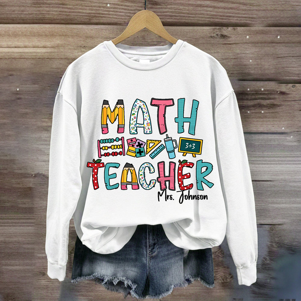 Personalized Math Teacher Name Mrs. Johnson Sweatshirt