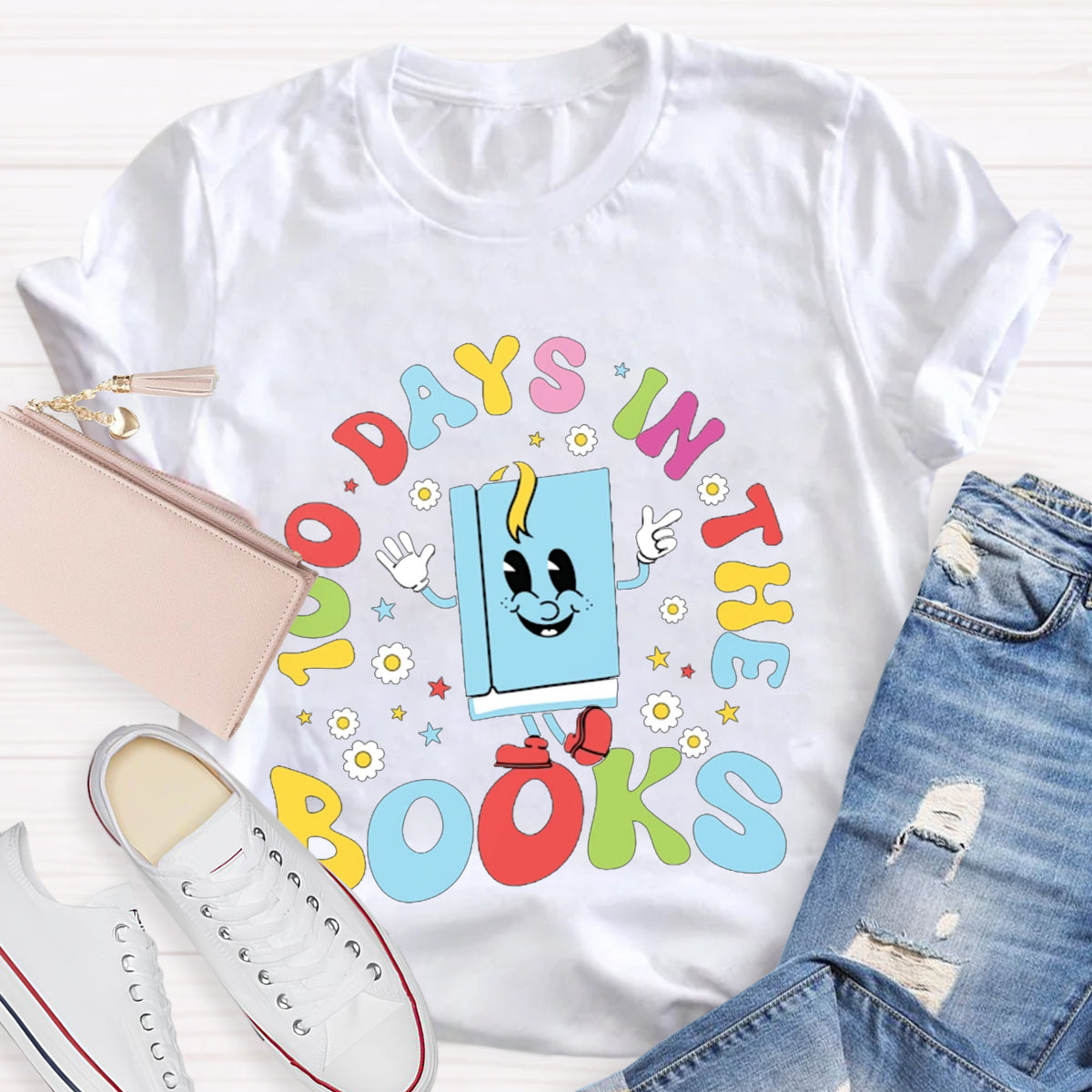 100 Days In The Books Happy Book Teacher T-Shirt