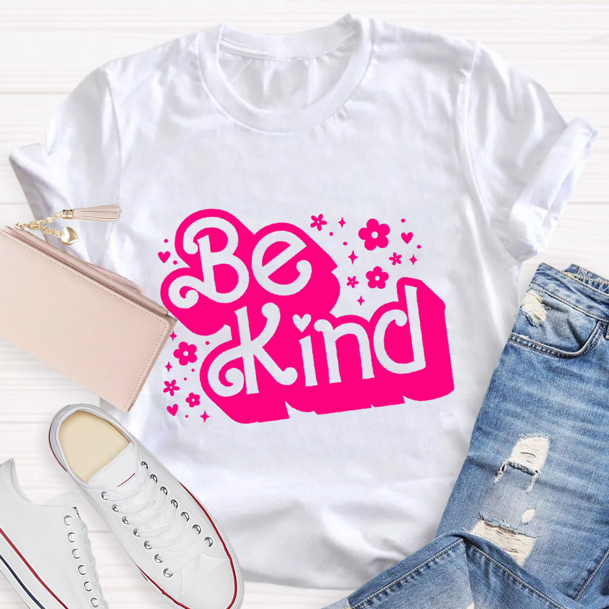 Be Kind Pink Flower Teacher T-Shirt