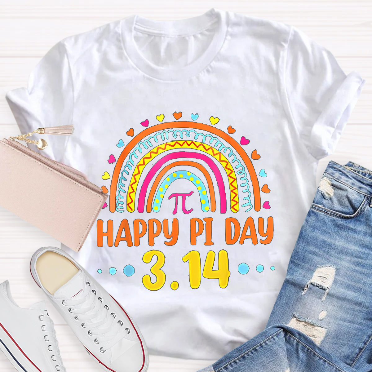 Happy Pi Day Rainbow Teacher T-Shirt