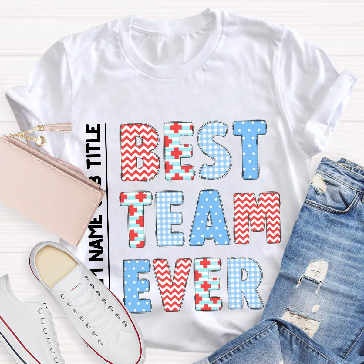 Personalized Team Name Plaid Design T-Shirt