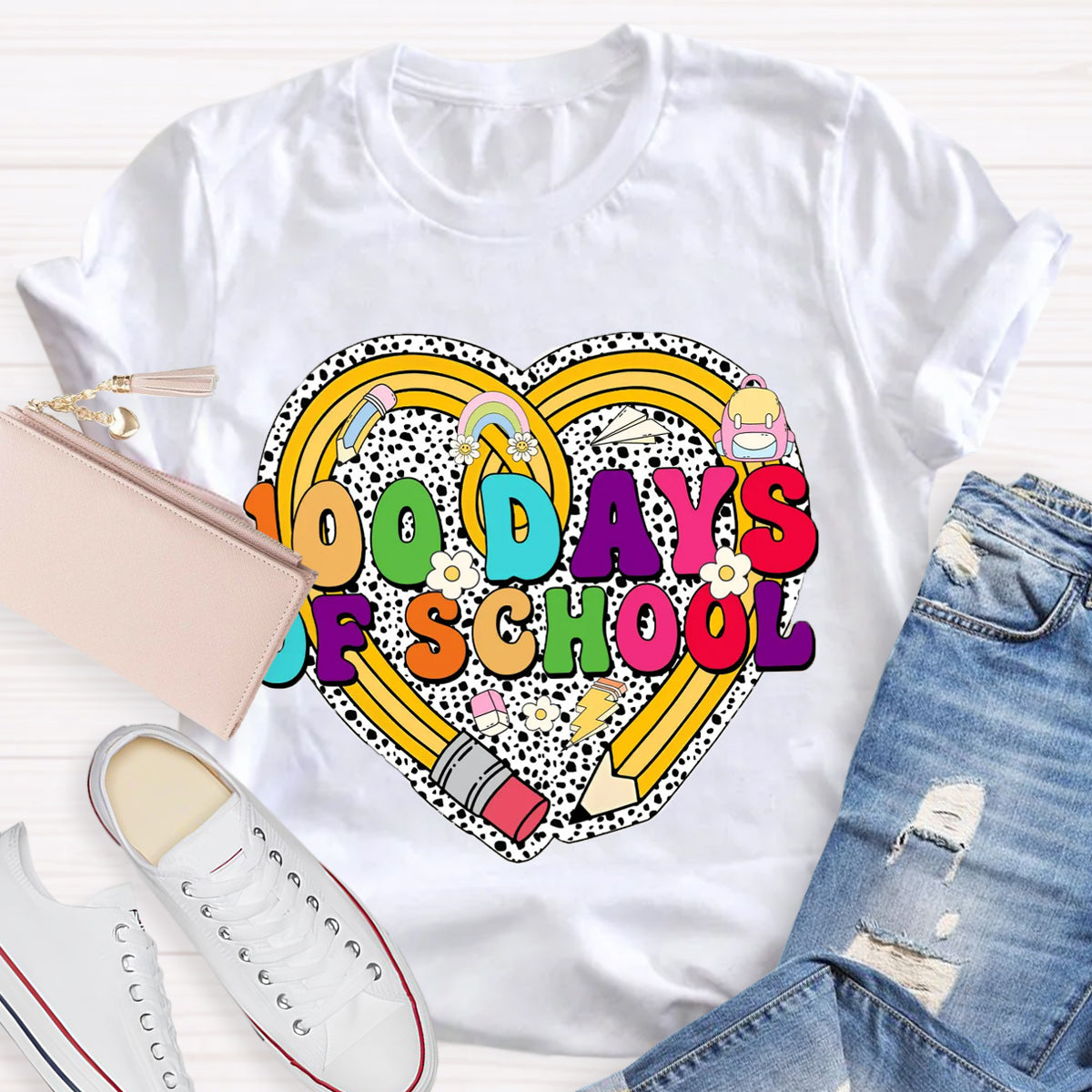 Happy 100 Days Of School Heart T-Shirt