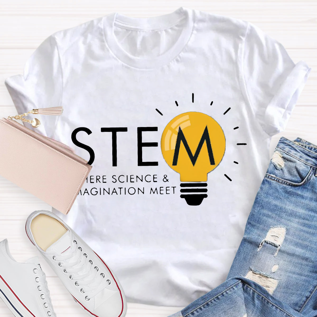 Stem Where Science And Imagination Meet Teacher T-Shirt