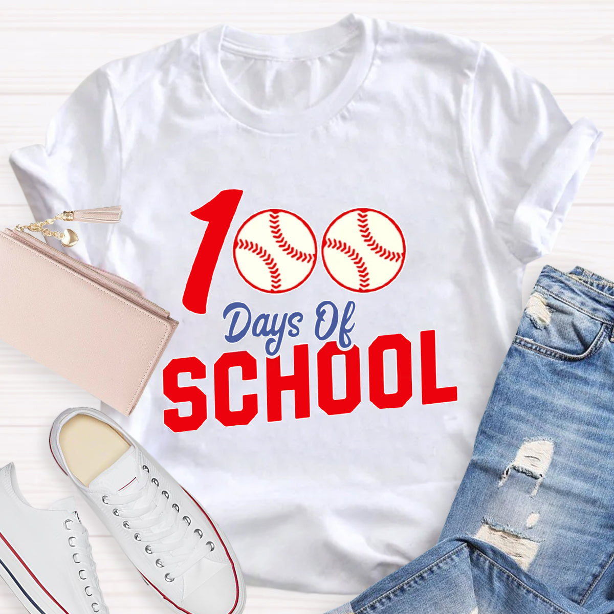 100 Days Of School Baseball T-Shirt