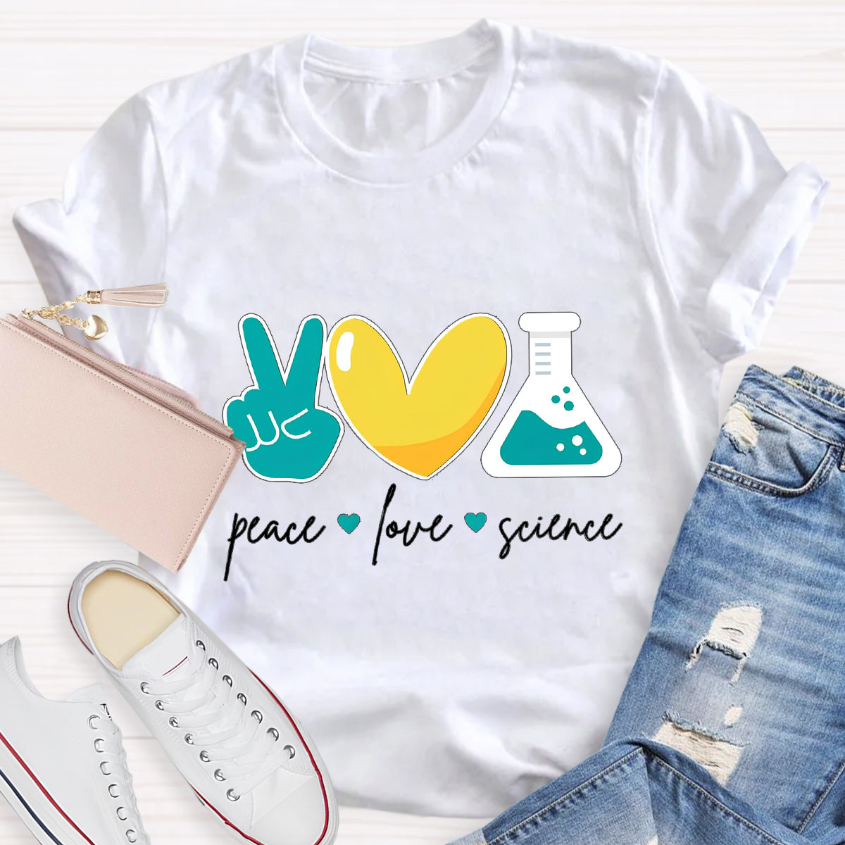 Peace Love Science Teacher T-Shirt