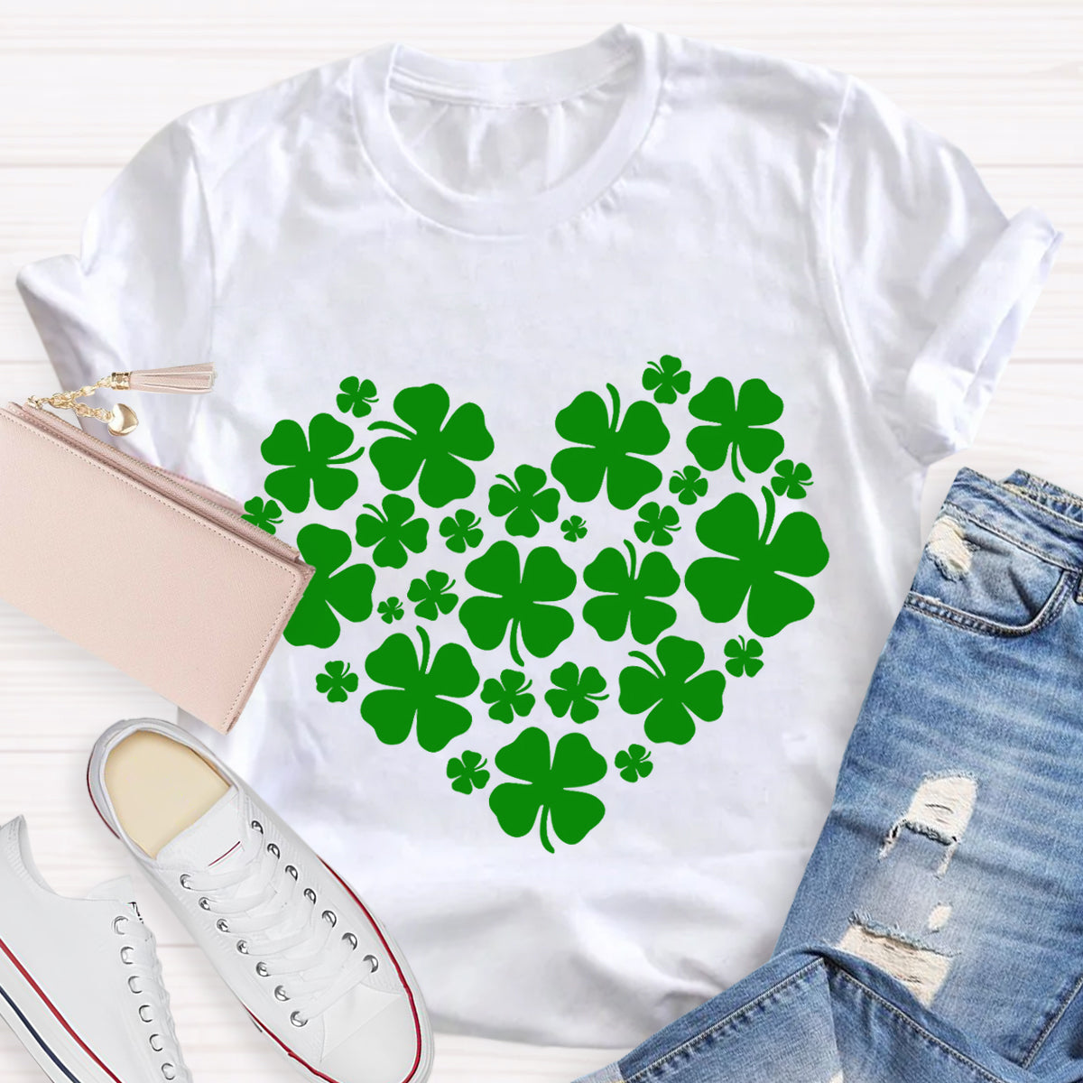 Cute Shamrocks in Heart T-Shirt