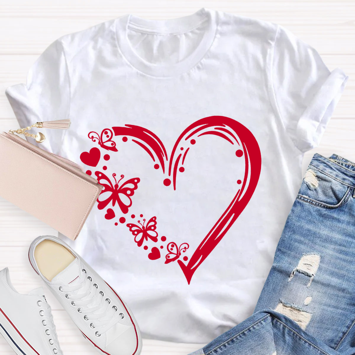 Valentine Heart with Butterfly T-Shirt