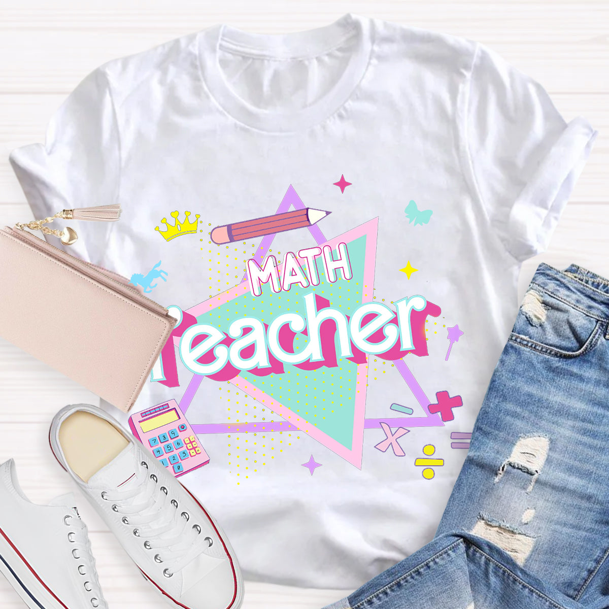 Overlapping Triangles Math Teacher T-Shirt