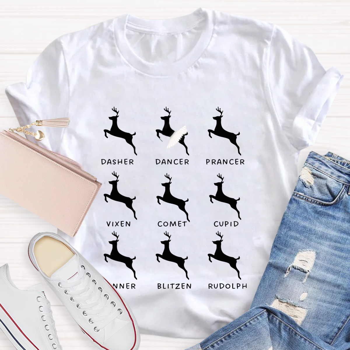 Dancing Reindeer Teacher T-Shirt