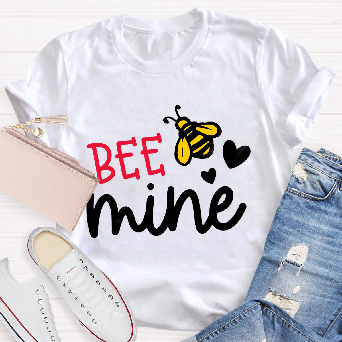 Be  Mine Heart Printed Teacher T-Shirt