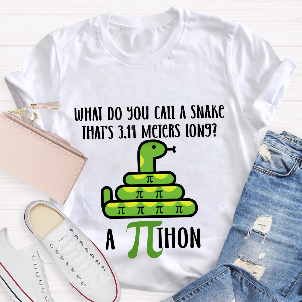 What Do You Call A Snake That'S 3.14 Meters Long Funny Pi Day T-Shirt