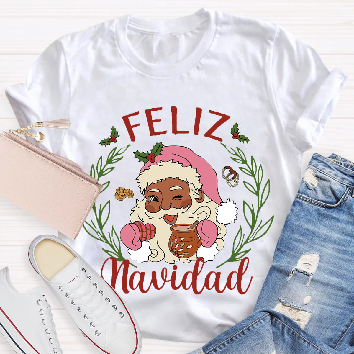 Feliz Navidad Santa Claus Spanish Teacher T-Shirt