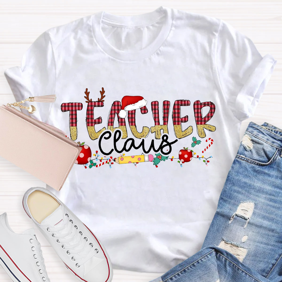 Teacher Claus Santa Hat T-Shirt