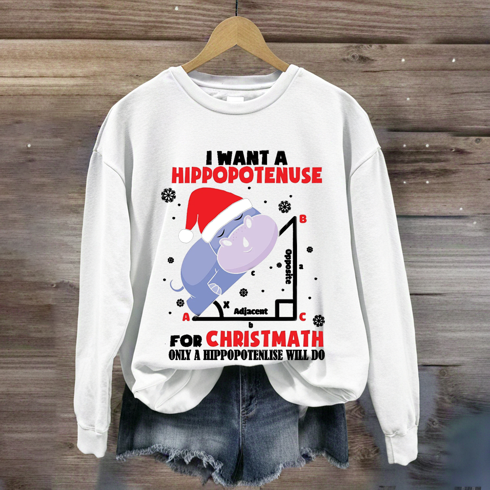 I Want A Hippopotenuse For Christmas Sweatshirt