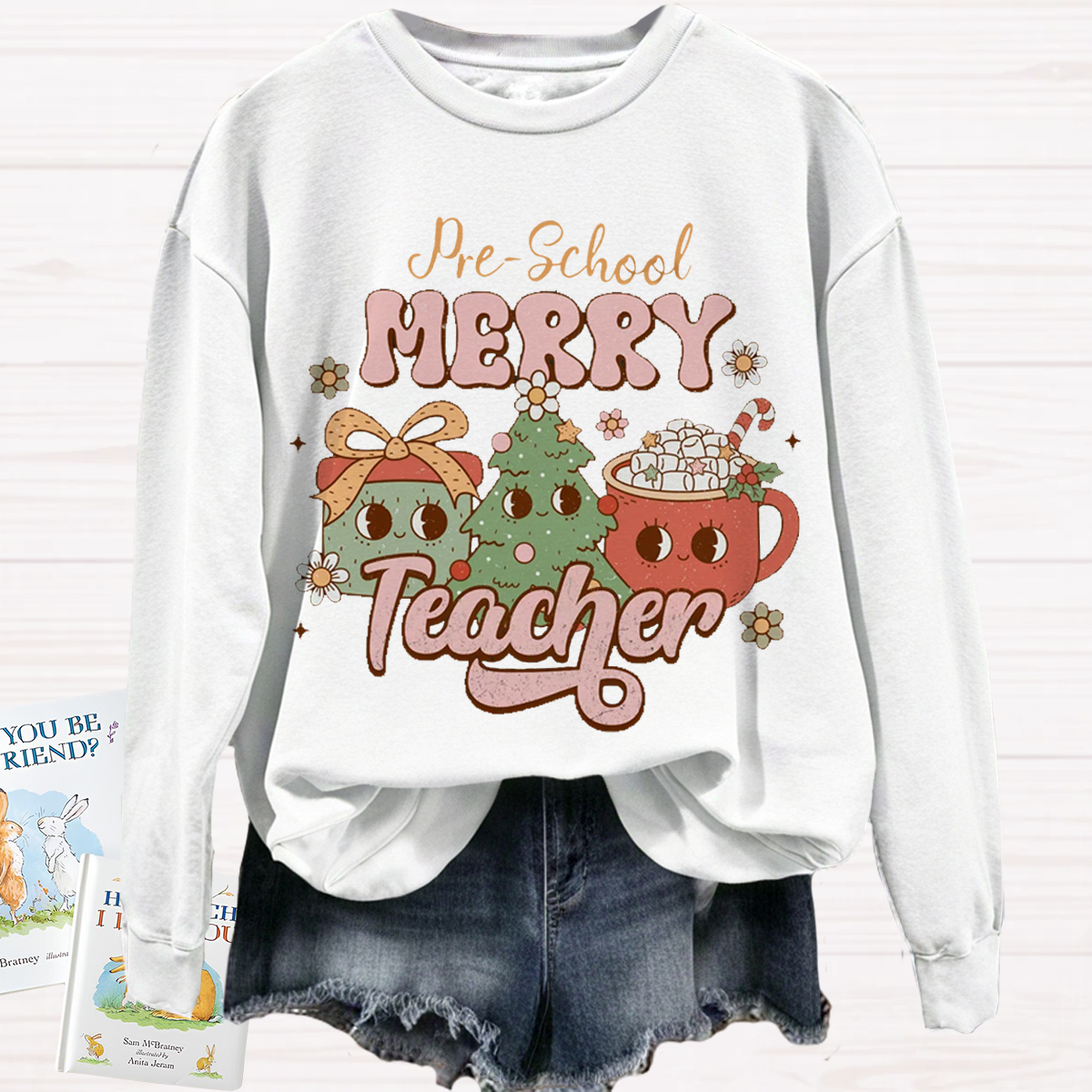 Personalized Grade Christmas Preschool Teacher Sweatshirt