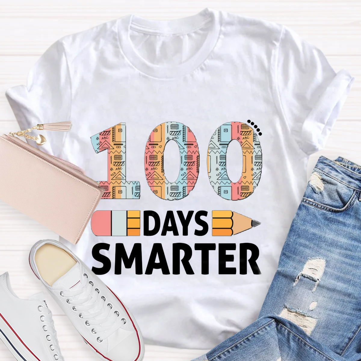 100 Days Smarter Pencil Teacher T-Shirt