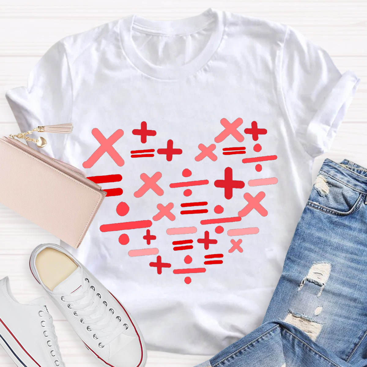 Add Subtract Multiply And Divide Heart Teacher T-Shirt