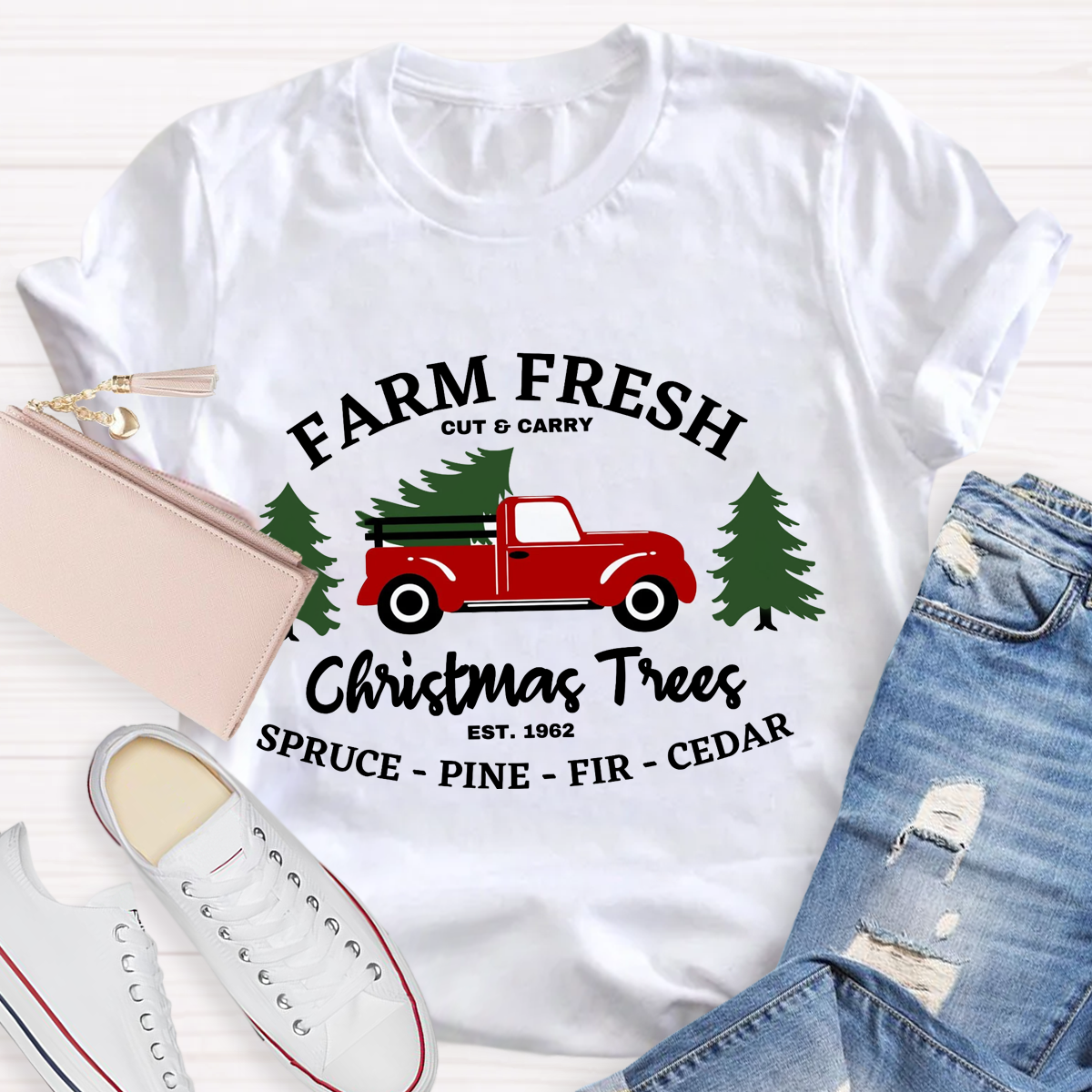 Farm Fresh Christmas Tree Teacher T-Shirt