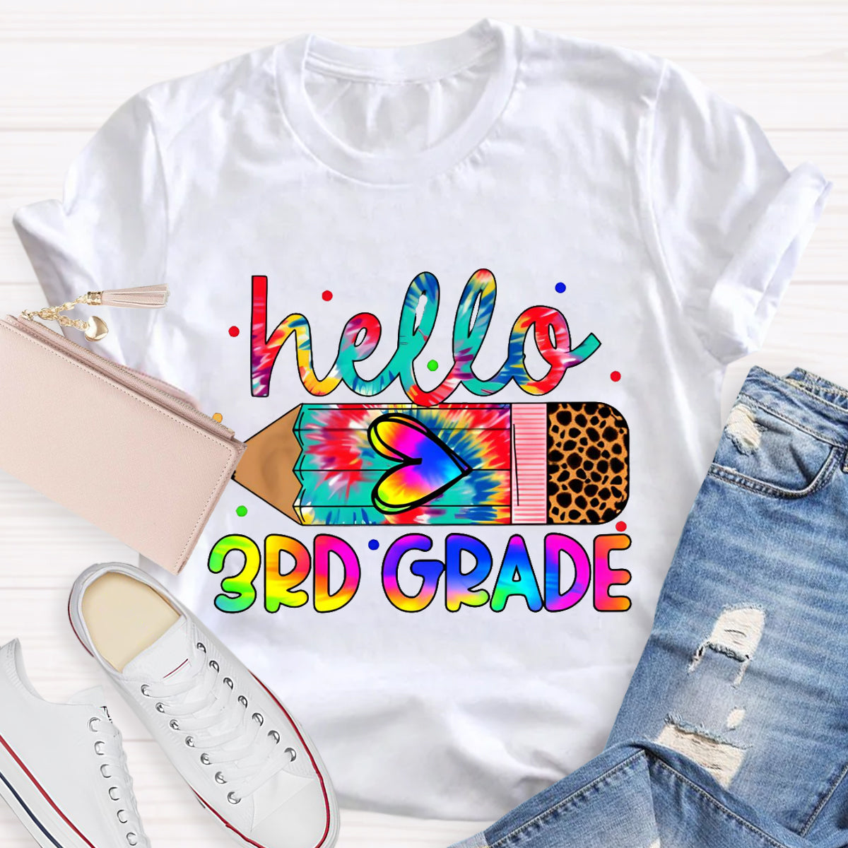 Personalized Grade Hello 3rd Grade Teacher T-Shirt