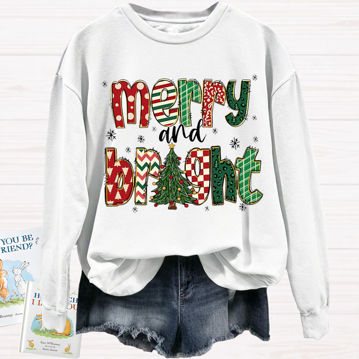 Merry And Bright Retro Christmas Sweatshirt