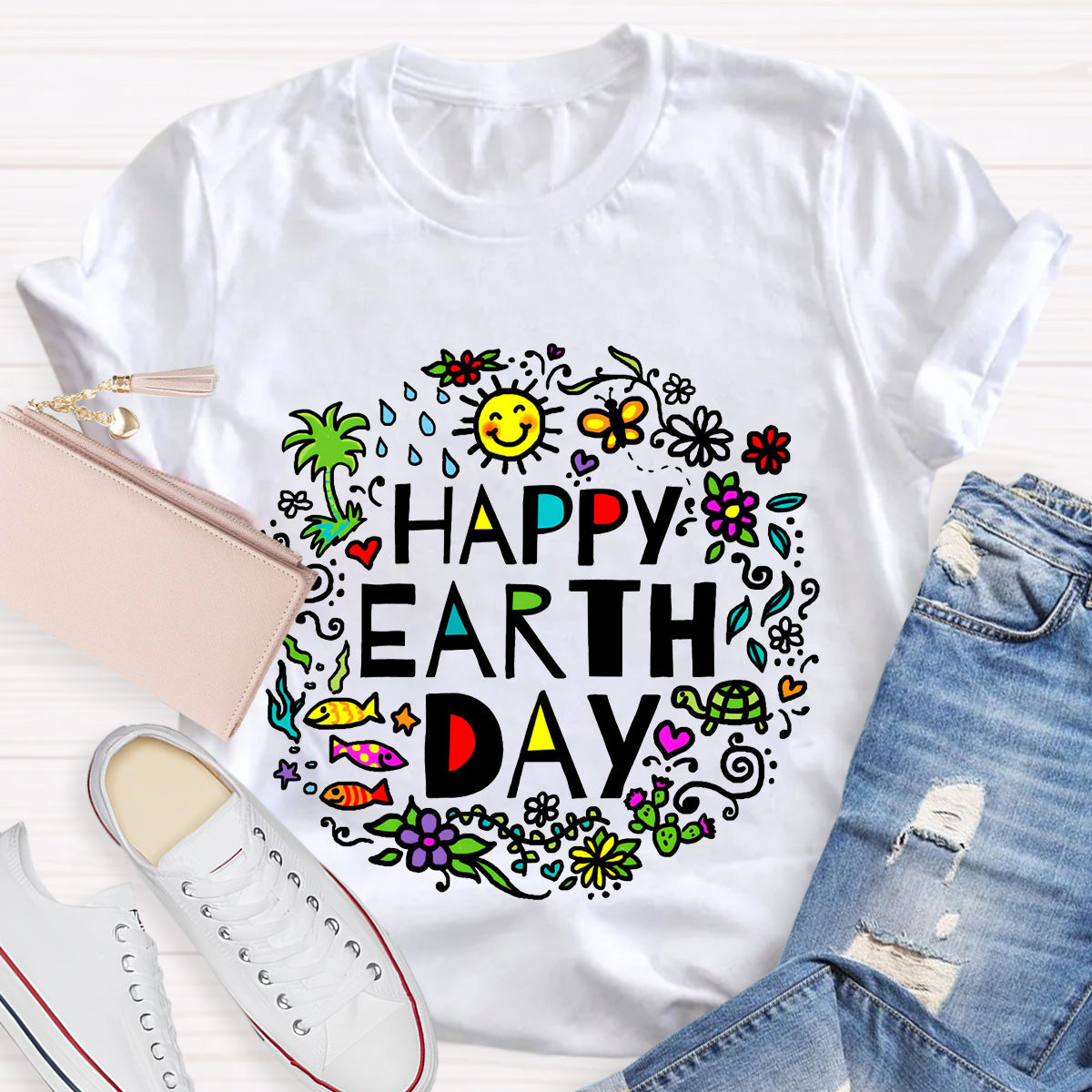 Happy Earth Day Floral T-Shirt