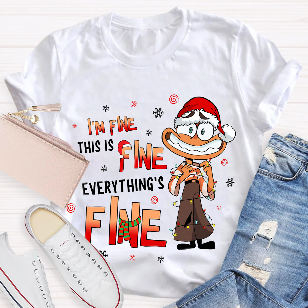 I'm Fine Everything Is Fine Christmas  Emotions T-Shirt