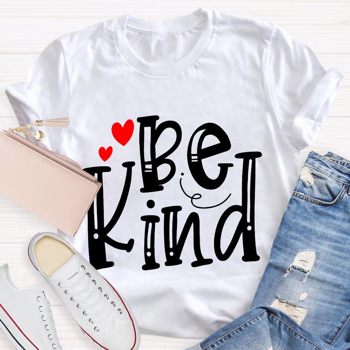 Be Kind Red Heart Teacher T-Shirt