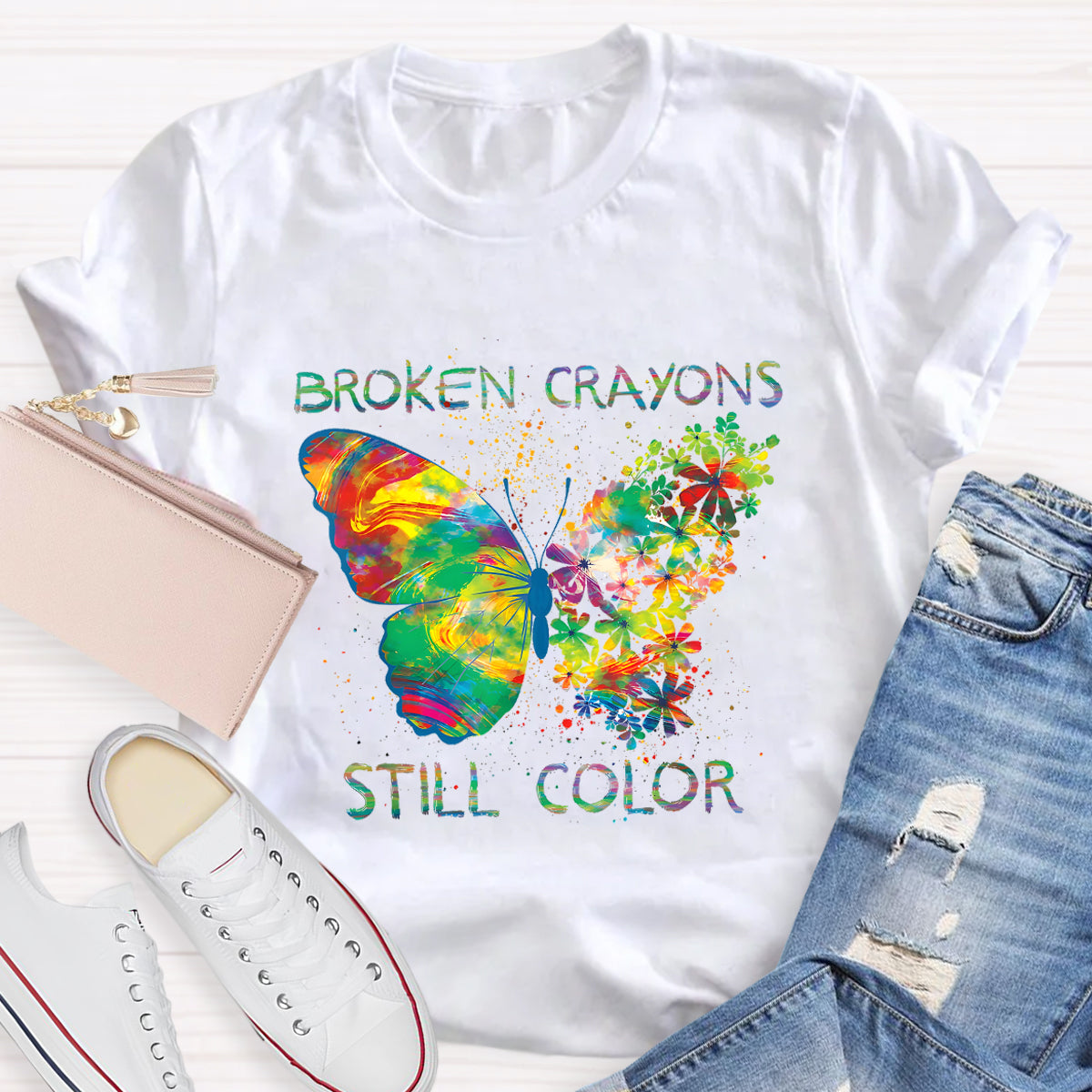 Broken Crayons Still Color Teacher T-Shirt