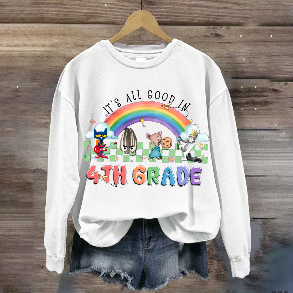 Personalized Grade It's All Good In 4th Teacher Sweatshirt