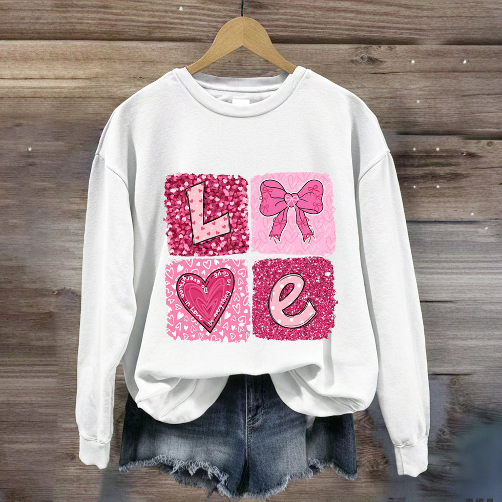 Pink Glitter Love Sweatshirt