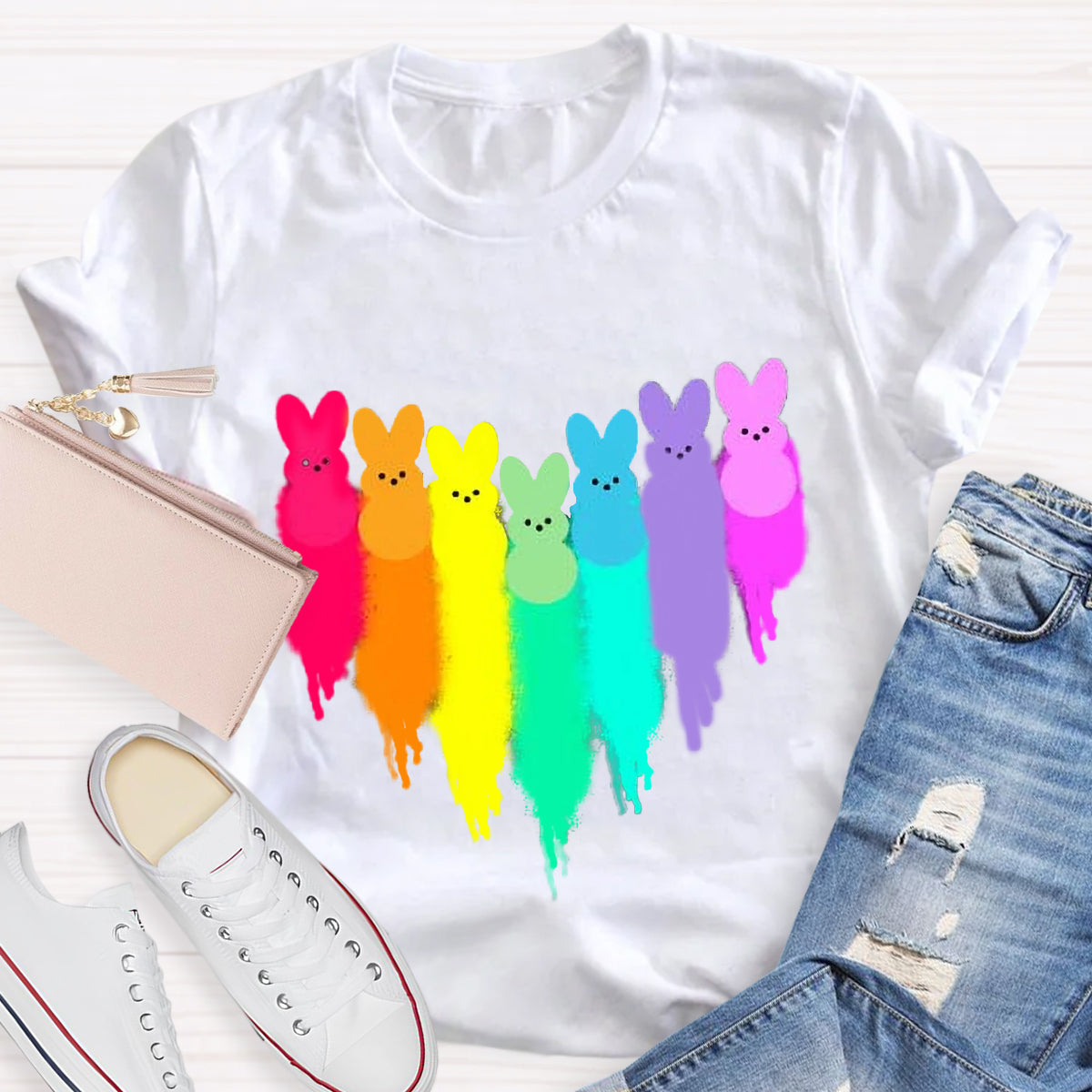 Colorful Easter Peeps Heart T-Shirt