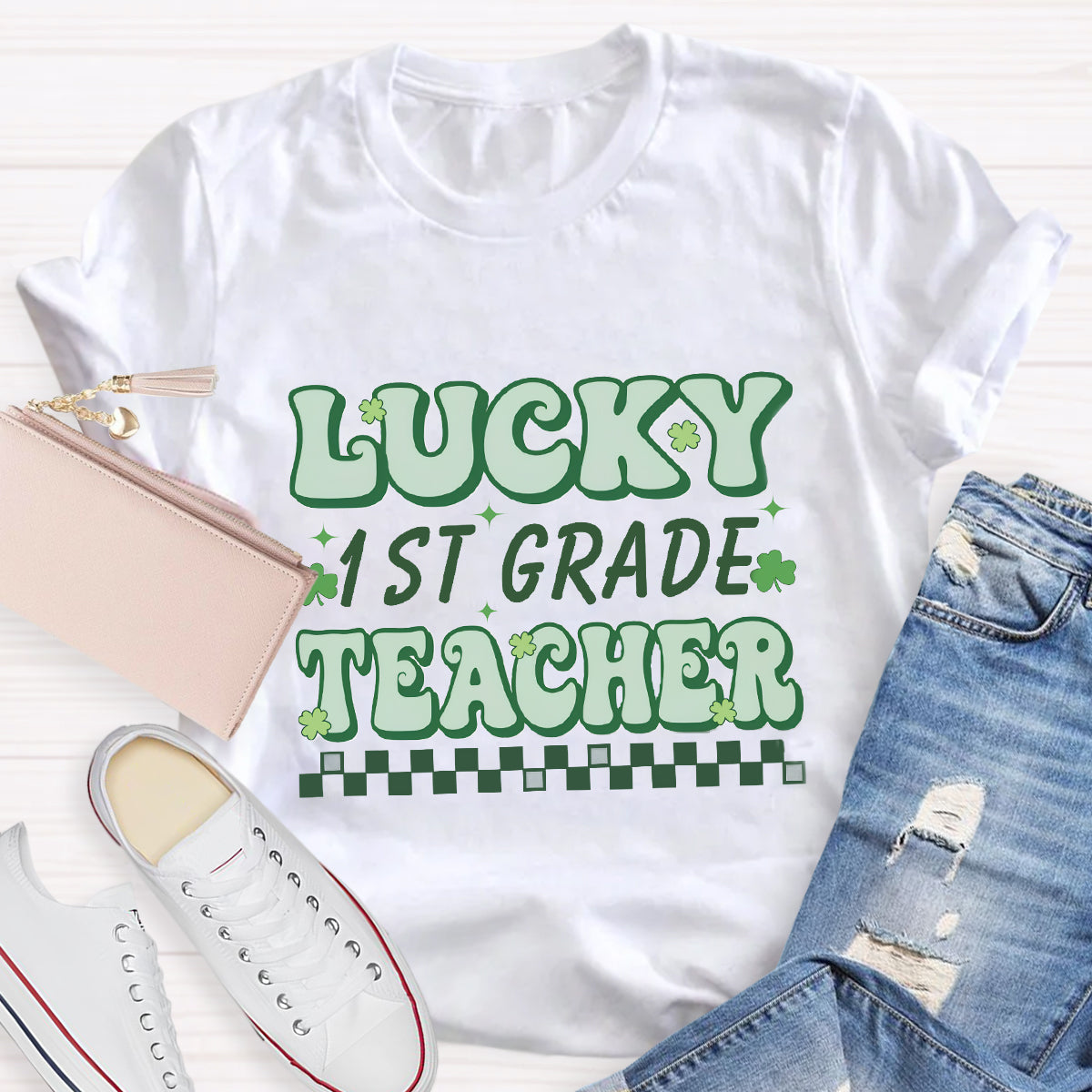 Personalized Grade Lucky Teacher T-Shirt