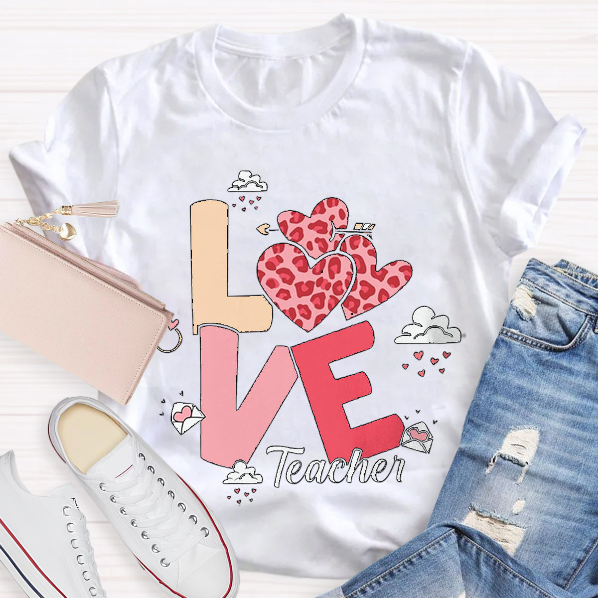 Valentine's Love Heart Teacher T-Shirt