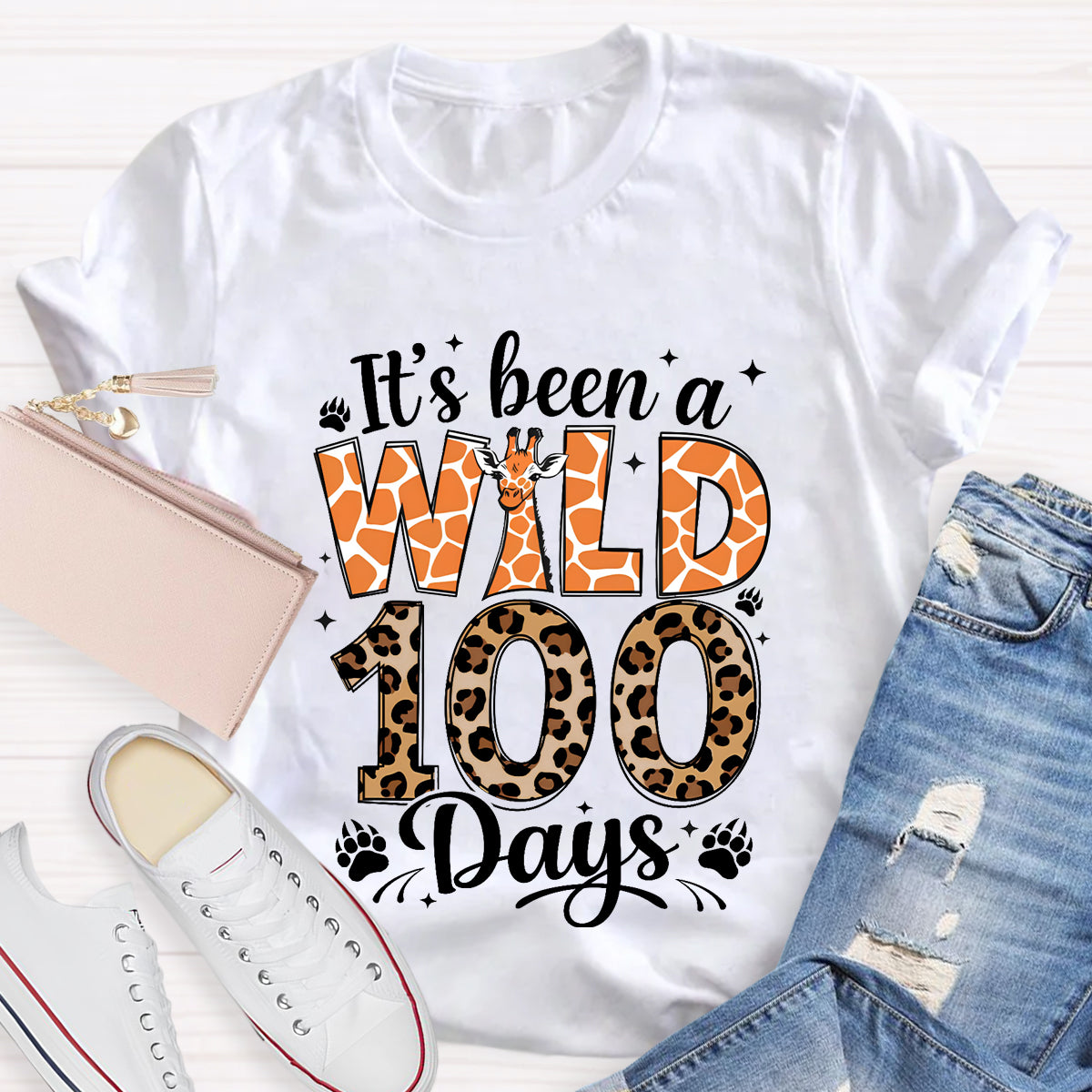 It's Been A Wild 100 Days Leopard Giraffe T-Shirt