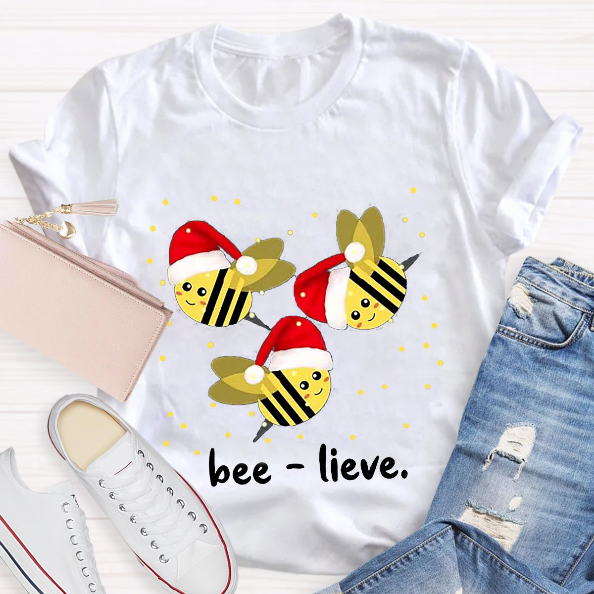 Cute Christmas Bee-lieve T-Shirt