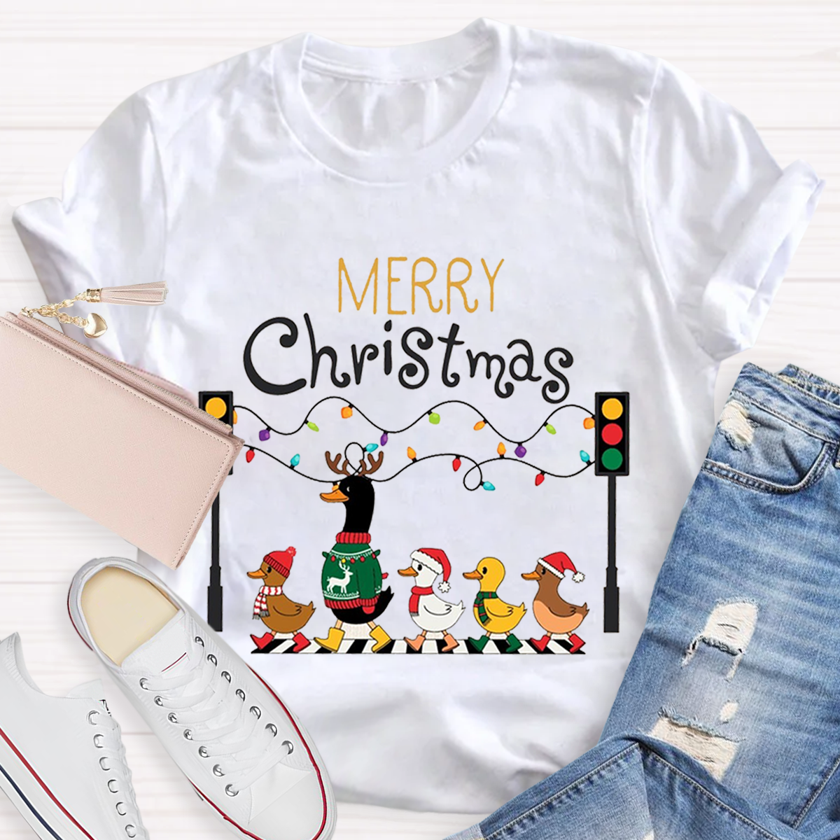 Merry Christmas Funny Duck Teacher T-Shirt