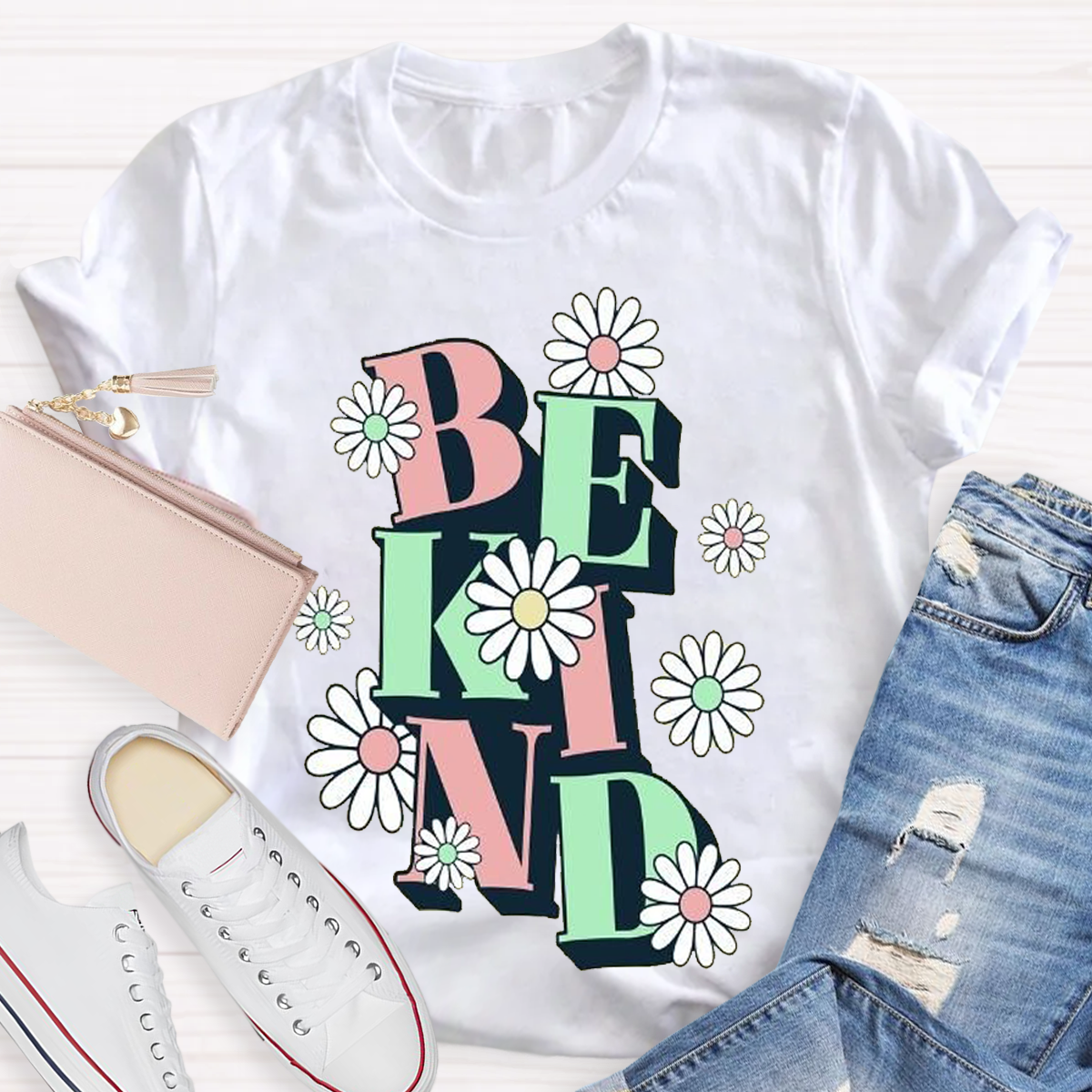 Be Kind Flower Design Teacher T-Shirt