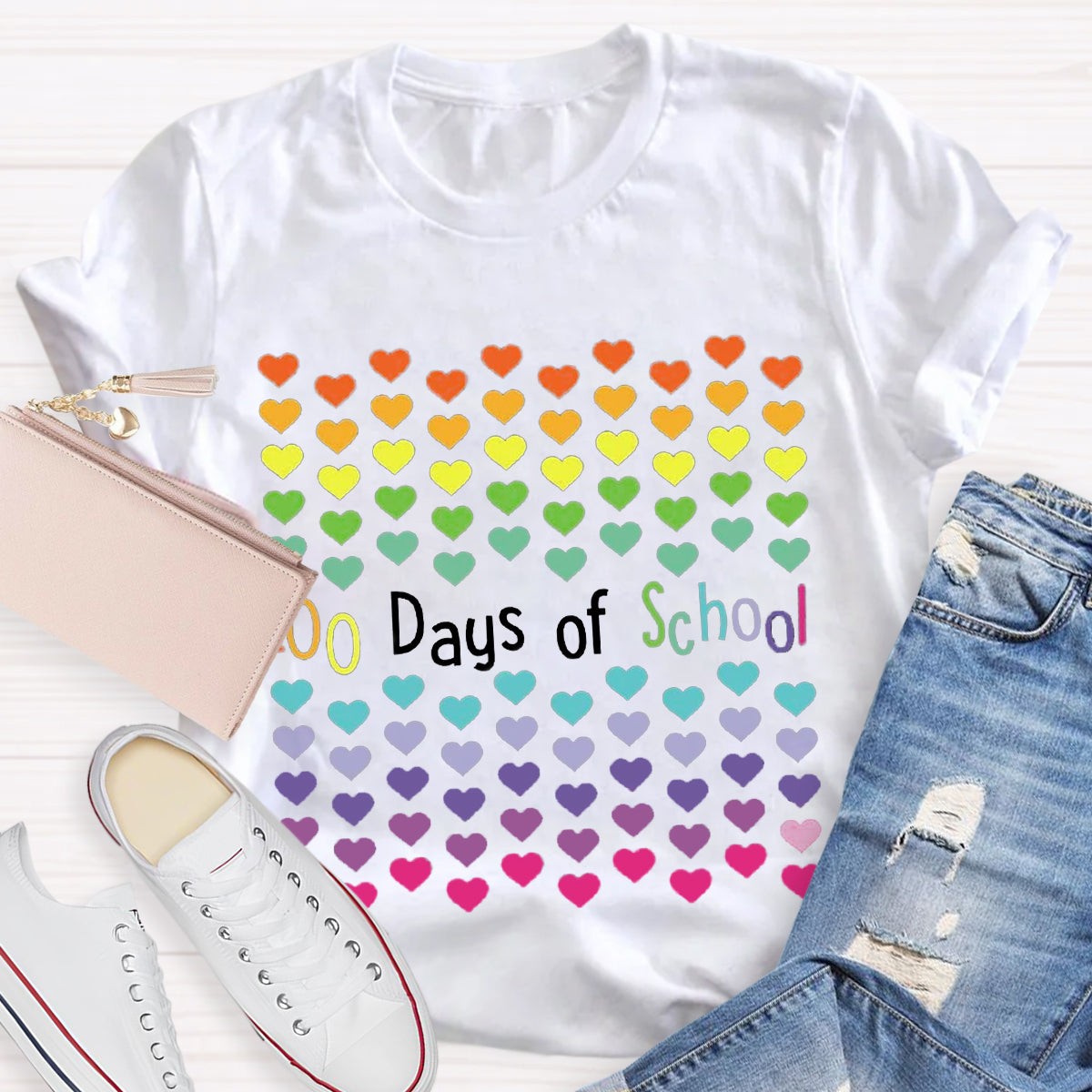 100 Days Of School Of Hearts T-Shirt