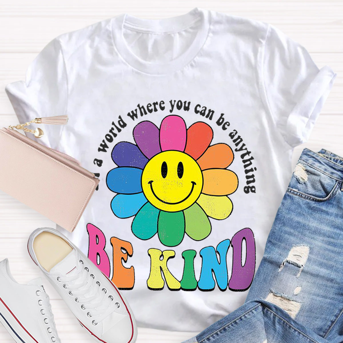 In A Word Where You Can Be Anything Be Kind Teacher T-Shirt