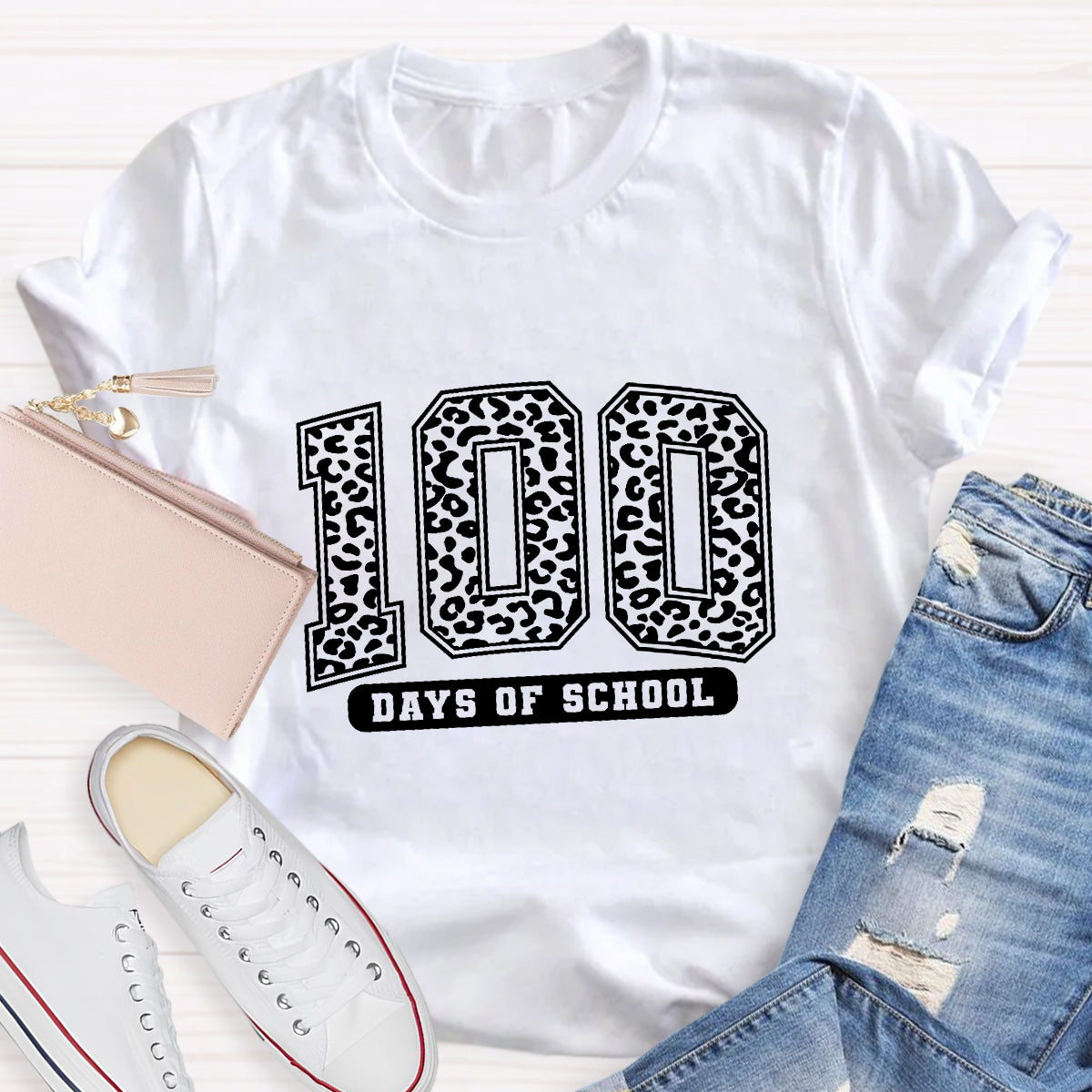 100 Days Of School Polka Dots Teacher T-Shirt