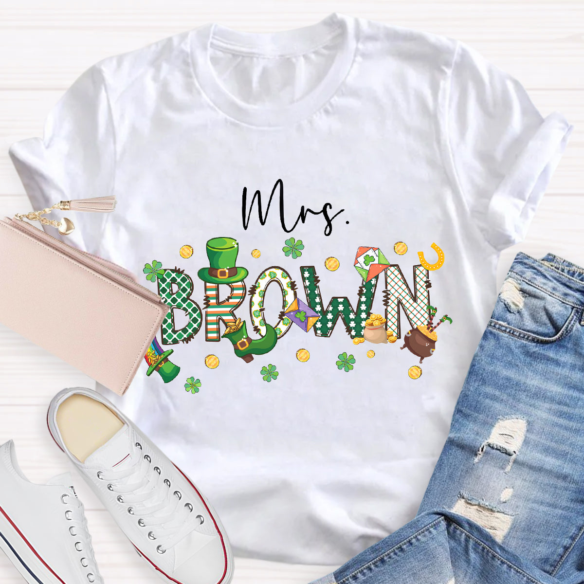 Personalized Name St. Patrick Day Mrs. Brown T-Shirt