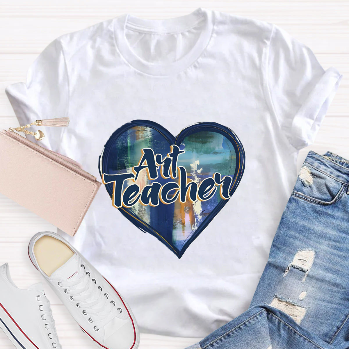 Printing Art Teacher Heart T-Shirt