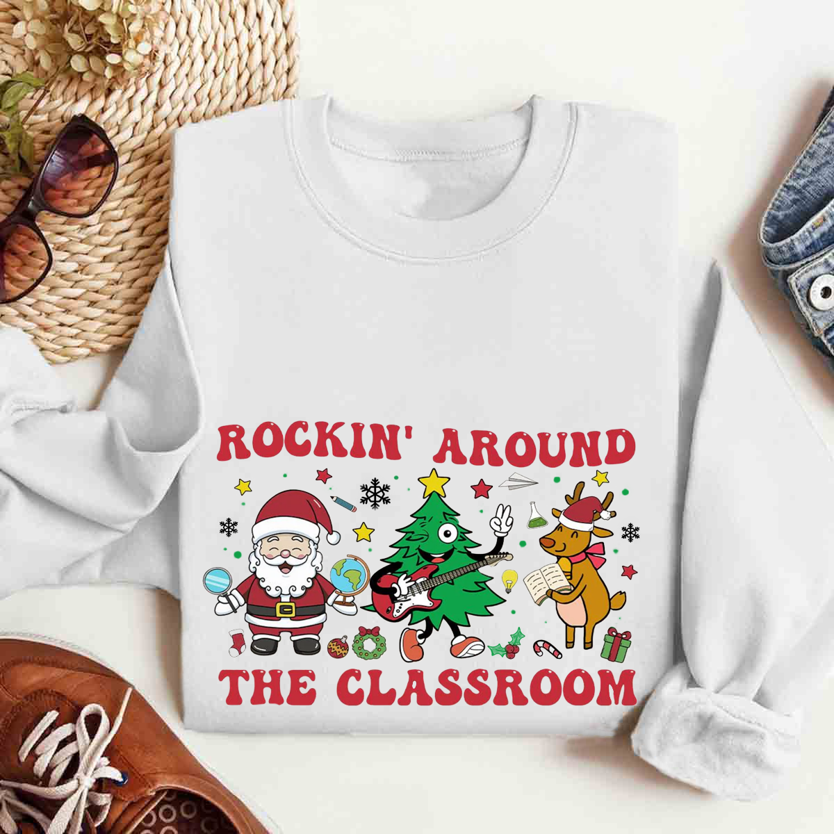 Rockin Around The Classroom Teacher Life Sweatshirt