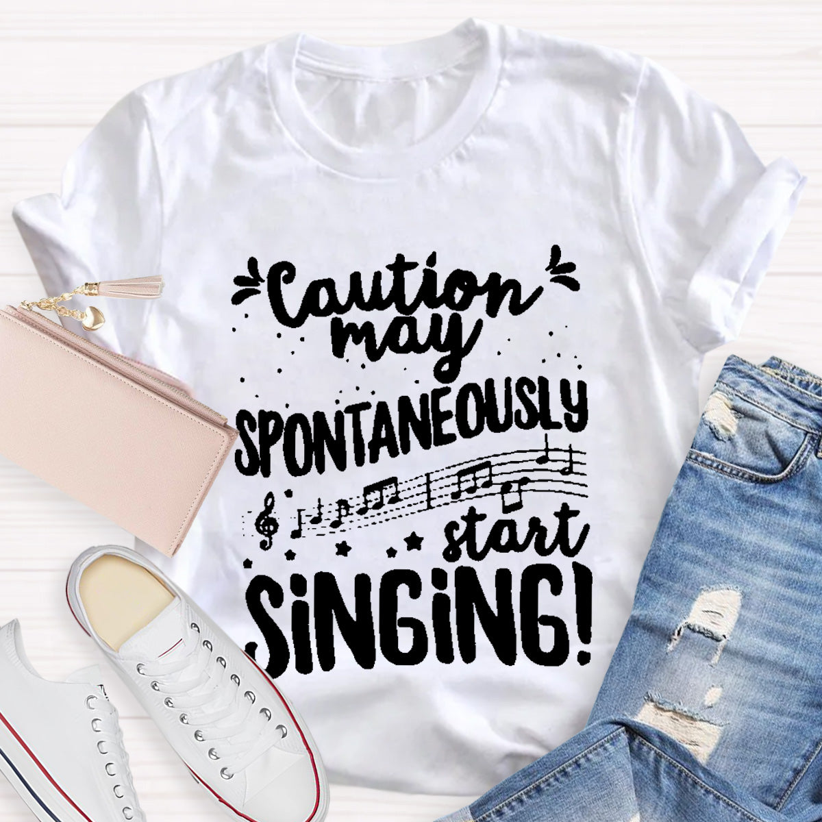 Caution May Spontaneously Start Singing Teacher T-Shirt