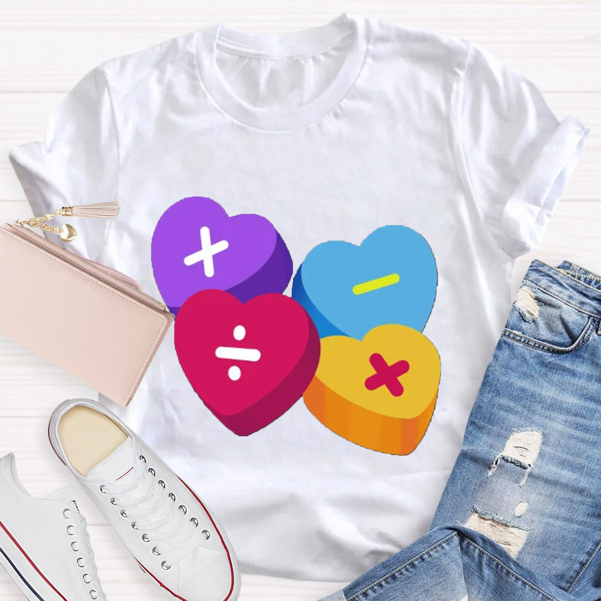 Heart Of Math Teacher T-Shirt