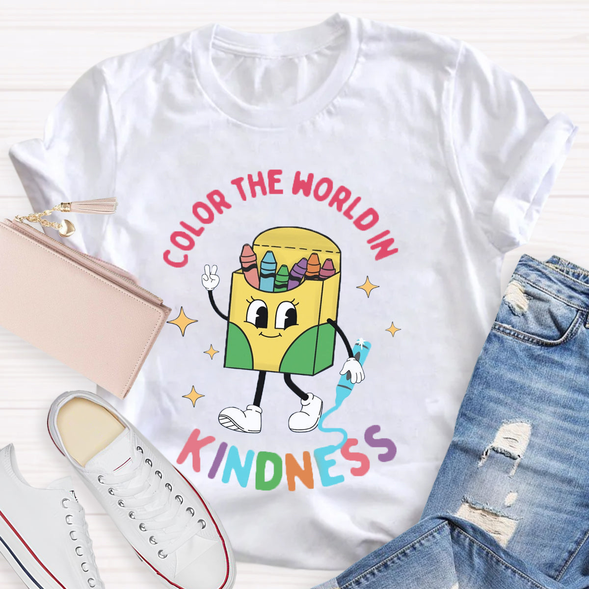 Color the World in Kindness Teacher T-Shirt