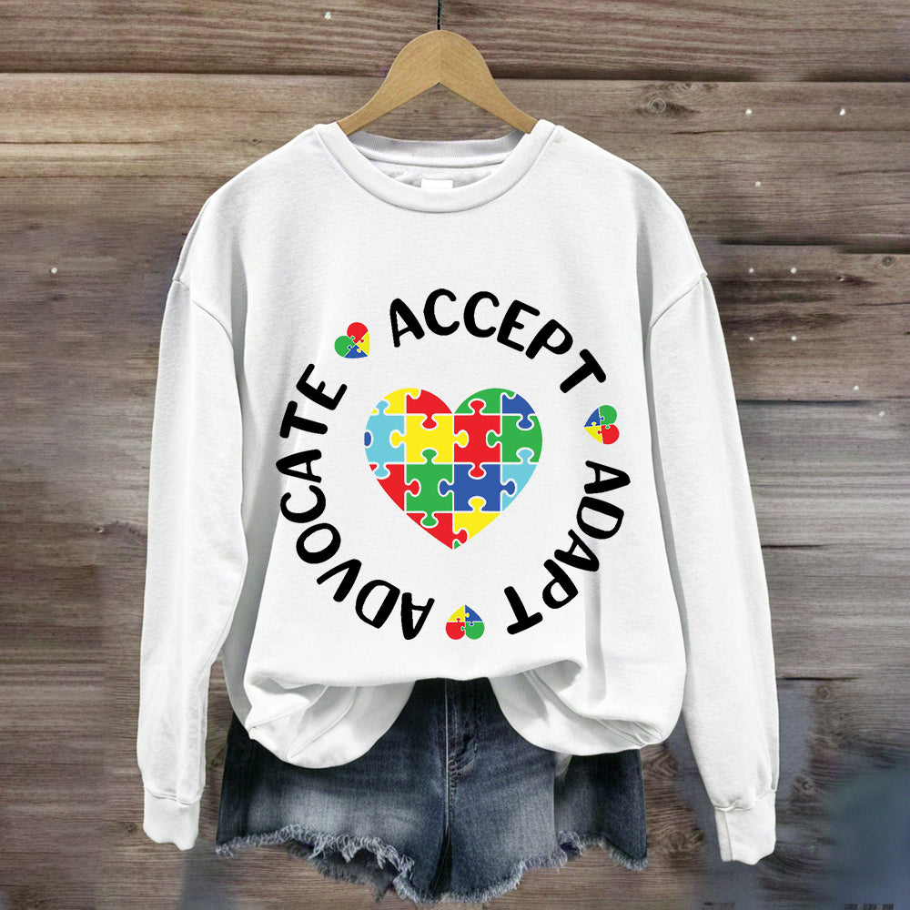 Accept Adapt Advocate Heart Special Education Sweatshirt