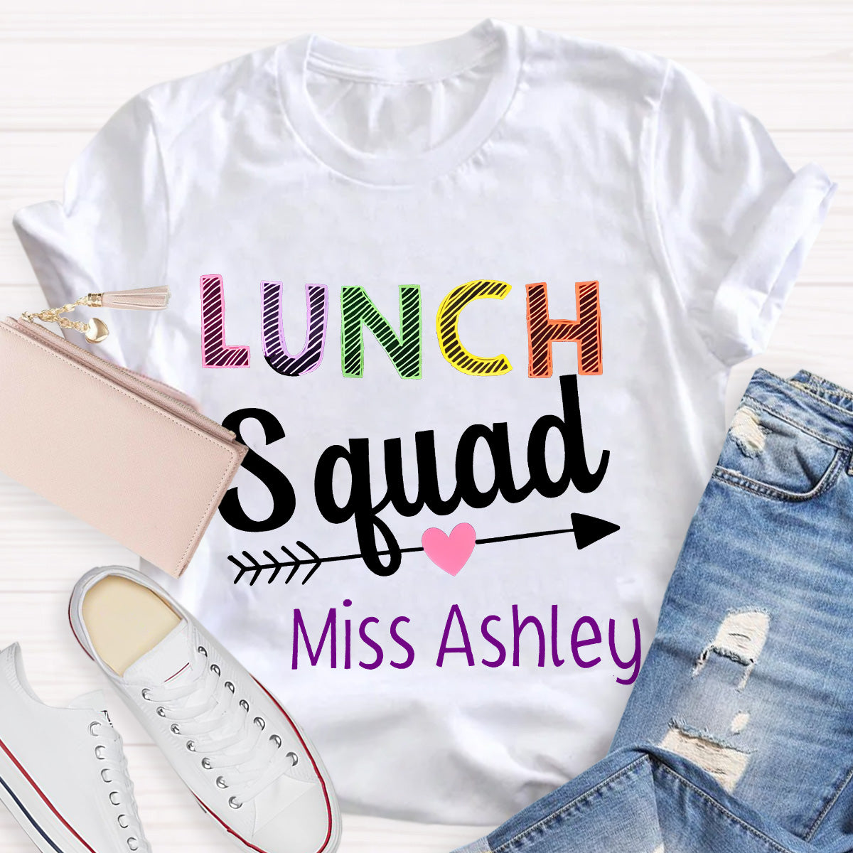 Personalized Name Lunch Squad Teacher T-Shirt