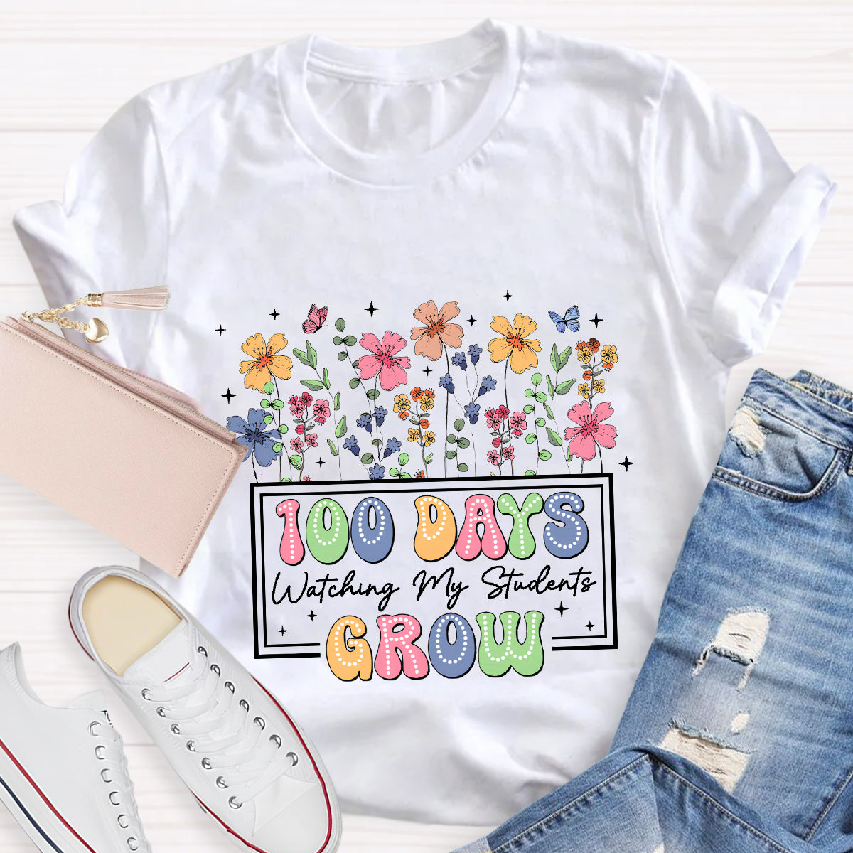 100 Days Watching My Students Grow Teacher T-Shirt